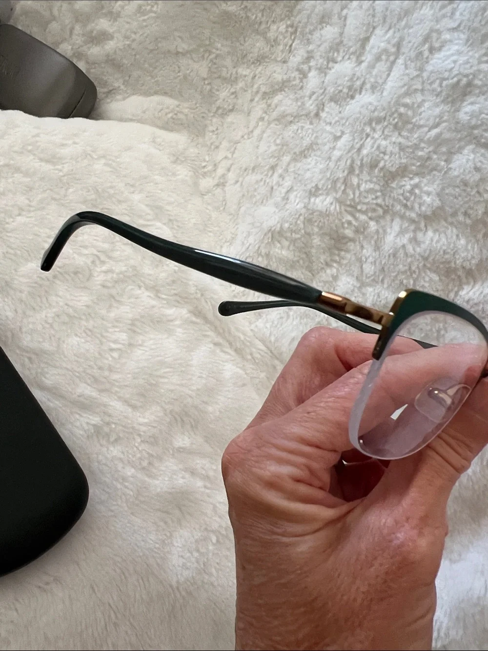 Trina Turk Women's Emerald Green Semi-Rimless Glasses with Gold Accents (Frames)